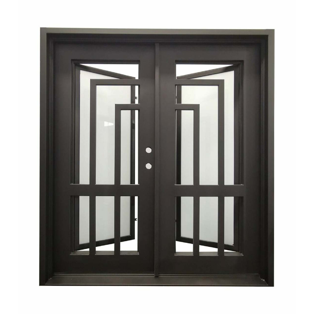 Oslo 6 ft. x 6 ft. 8 in. Exterior Wrought Iron Prehung Double Door