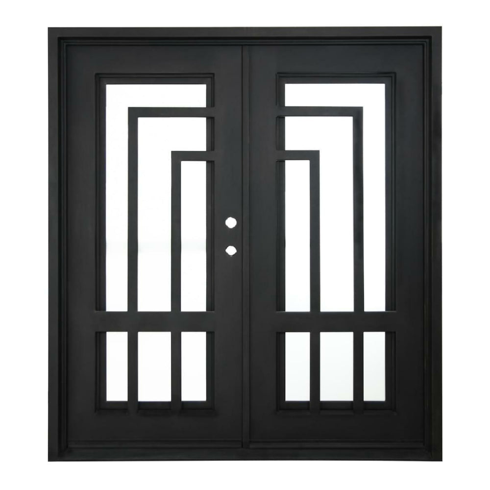 Oslo 6 ft. x 6 ft. 8 in. Exterior Wrought Iron Prehung Double Door