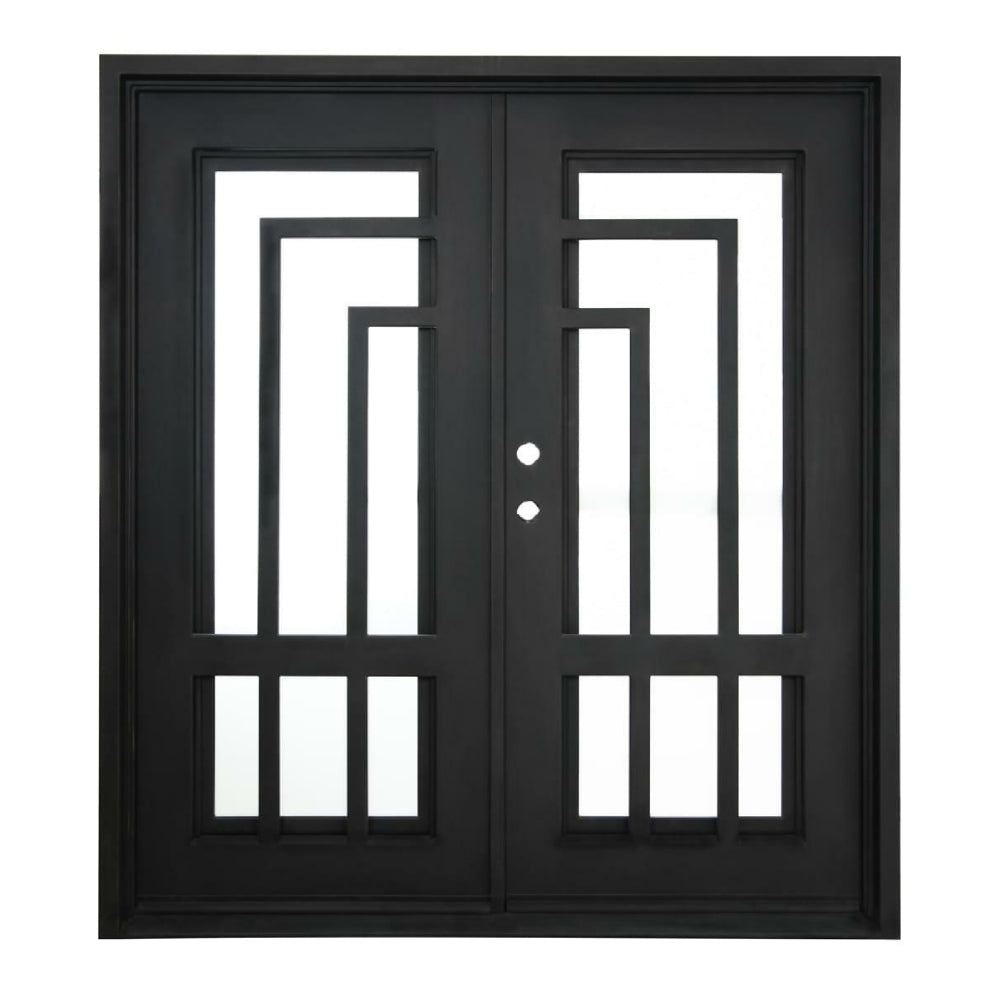 Oslo 6 ft. x 6 ft. 8 in. Exterior Wrought Iron Prehung Double Door