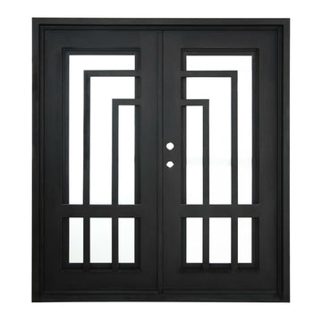 Oslo 6 ft. x 6 ft. 8 in. Exterior Wrought Iron Prehung Double Door