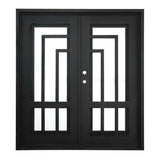 Oslo 6 ft. x 6 ft. 8 in. Exterior Wrought Iron Prehung Double Door