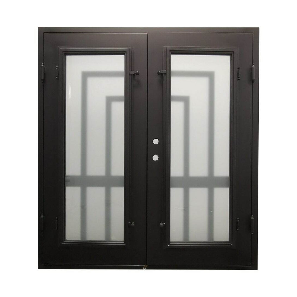 Oslo 6 ft. x 6 ft. 8 in. Exterior Wrought Iron Prehung Double Door