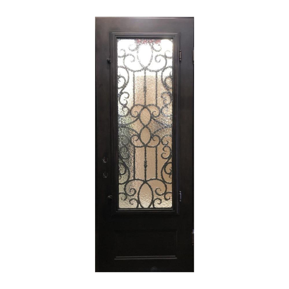 Pasadena 3 ft. x 8 ft. Wrought Iron Exterior Prehung Single Door