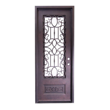 Pasadena 3 ft. x 8 ft. Wrought Iron Exterior Prehung Single Door