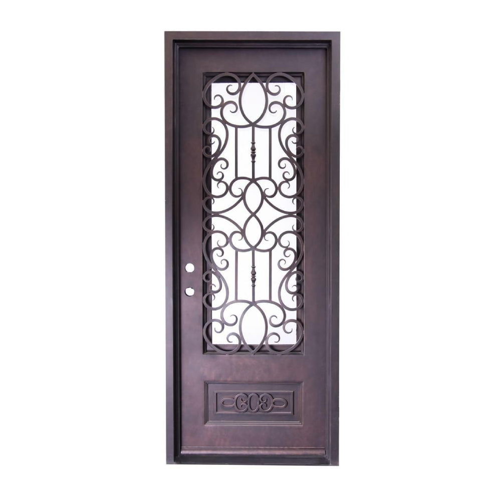 Pasadena 3 ft. x 8 ft. Wrought Iron Exterior Prehung Single Door