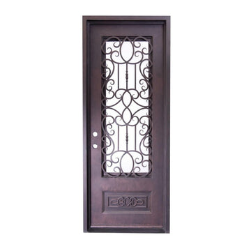Pasadena 3 ft. x 8 ft. Wrought Iron Exterior Prehung Single Door