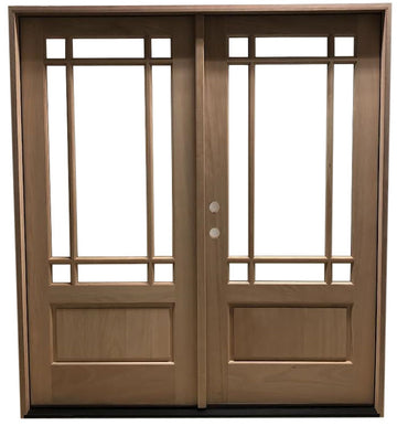 Prairie 6/0x6/8 Mahogany Prehung Front Double Door With 9 Marginal Lites