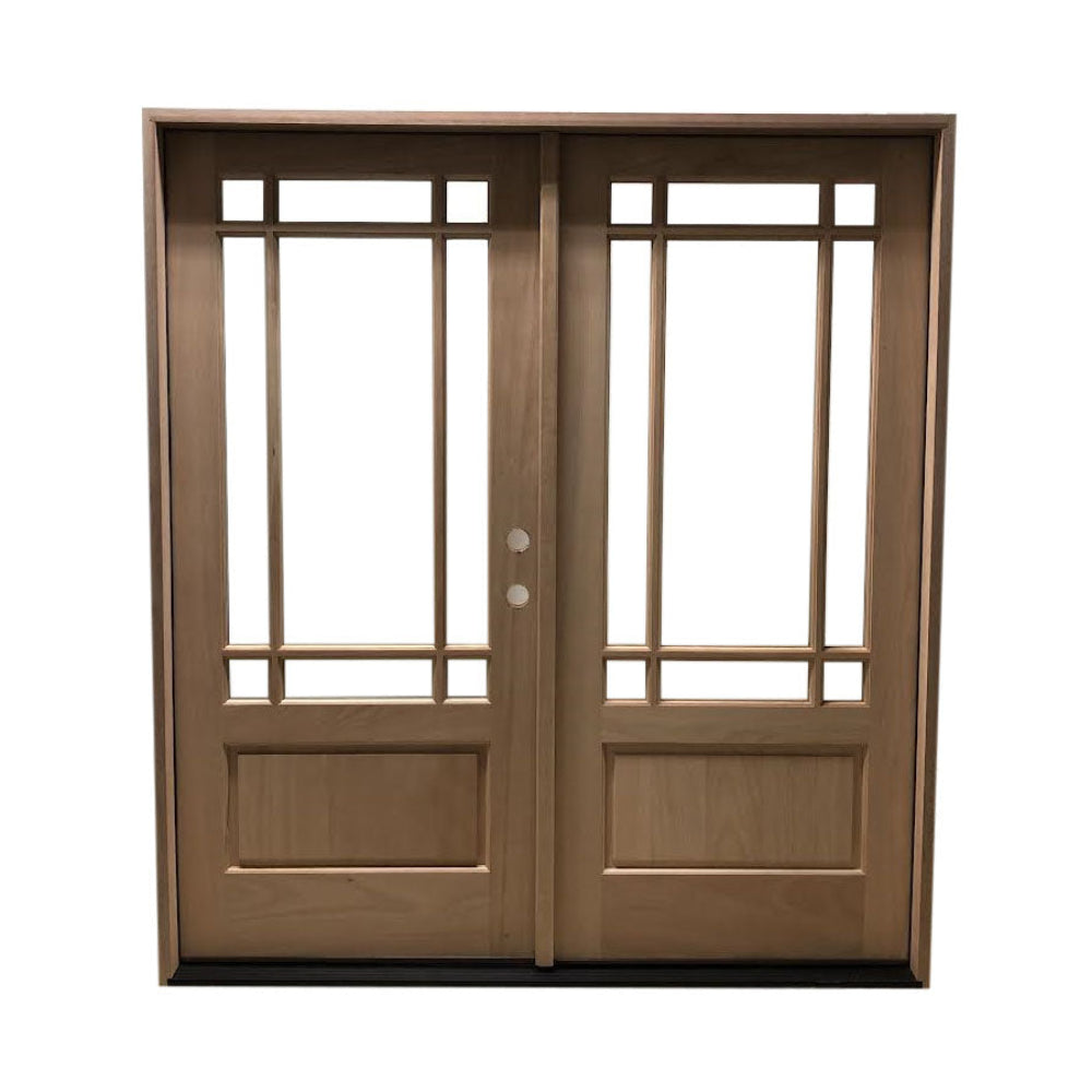 Prairie 6/0x6/8 Mahogany Prehung Front Double Door With 9 Marginal Lites