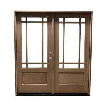 Prairie 6/0x6/8 Mahogany Prehung Front Double Door With 9 Marginal Lites