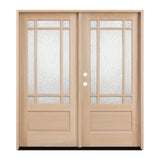Puerta doble frontal precolgada de caoba Prairie de 6/0 x 6/8 con 9 paneles marginales