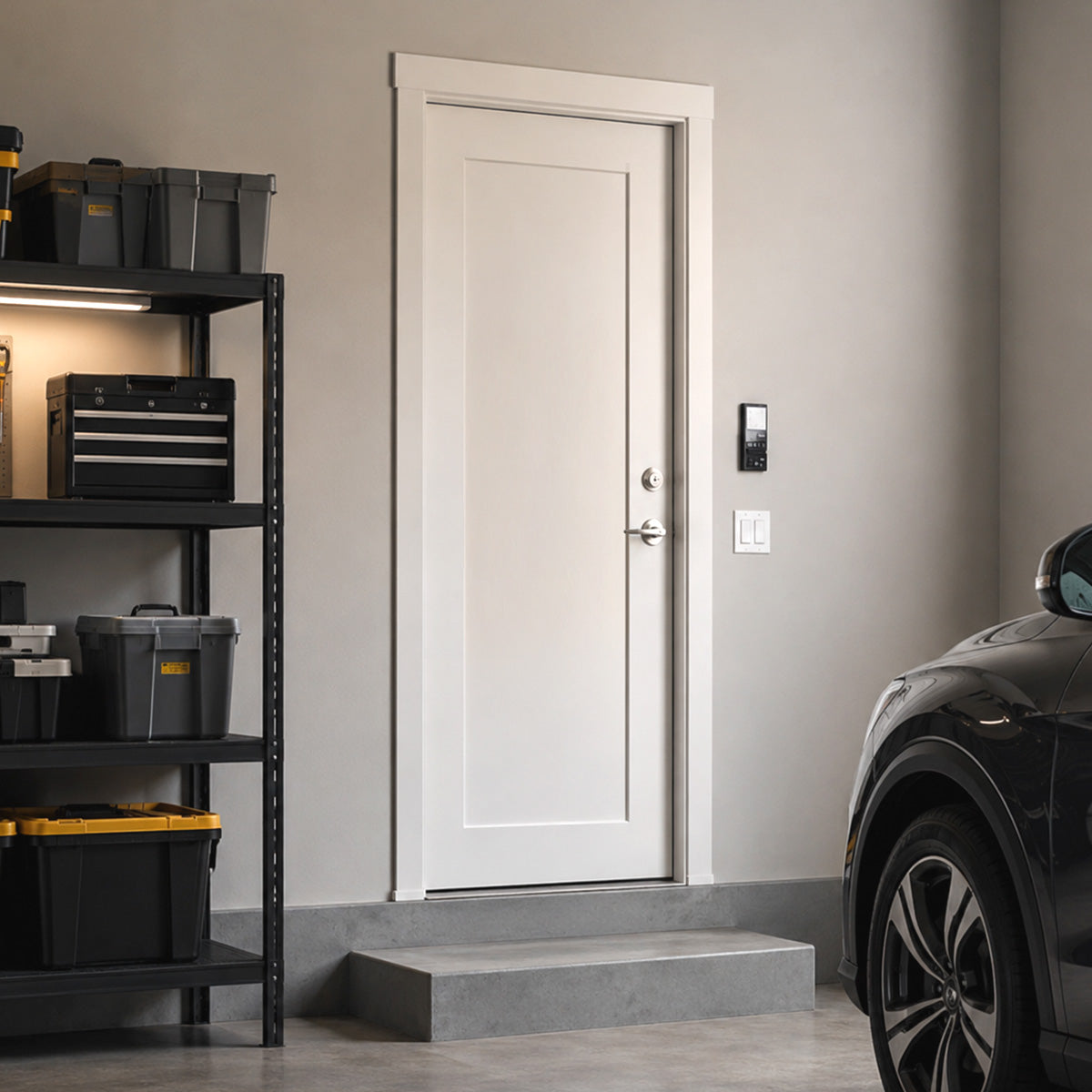 36 in. x 80 in. 1 Panel Primed 90 Min. Fire Rated House to Garage Single Prehung Interior Door