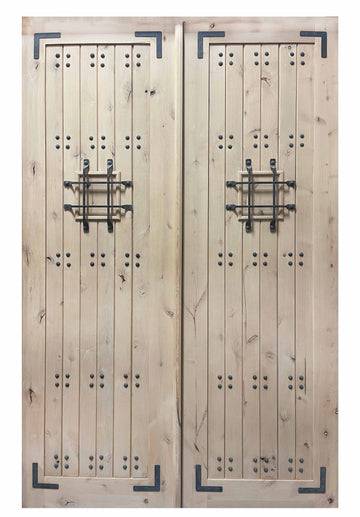 5 ft. x 8 ft. Pre-Hung Knotty Alder Double Speakeasy Exterior Wood Door