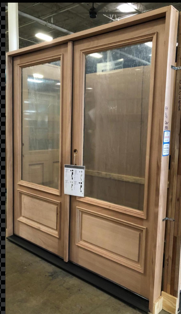 6 ft. x 6 ft. 8 in. Mahogany 3/4 Glass Prehung Exterior Double Door
