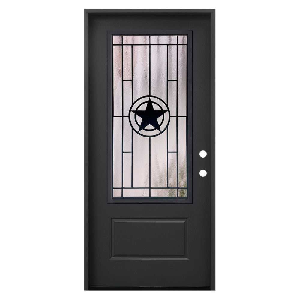 Texas Star 3/0x6/8 Single Prehung Fiberglass Door in Black