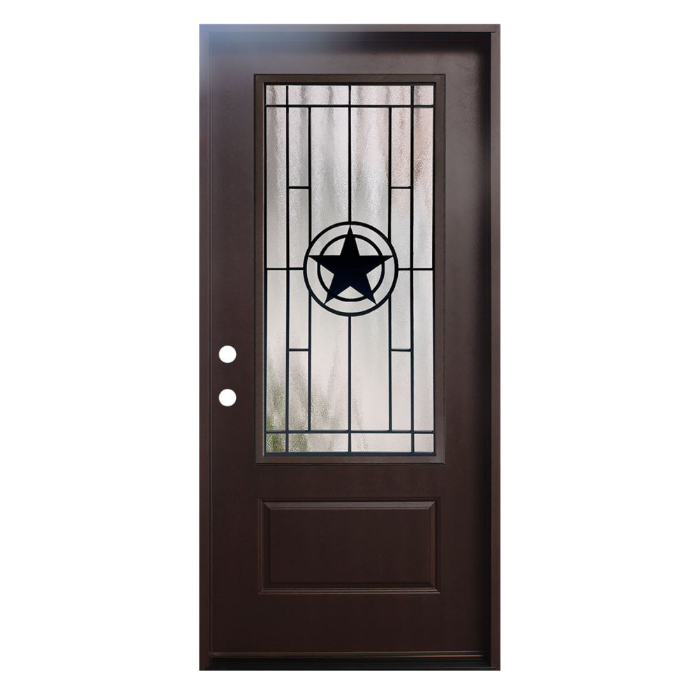 Texas Star 3/0x6/8 Single Prehung Fiberglass Door in Dark Brown