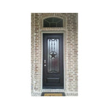 Puerta simple precolgada exterior de hierro forjado Texas Star de 3 pies x 8 pies
