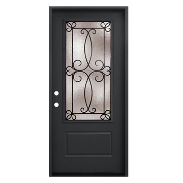 Ulysses 3/0x6/8 Single Prehung Fiberglass Door in Black