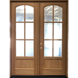 6/0x8/0 Exterior Mahogany Prehung Double Door | Arched 6 Lite