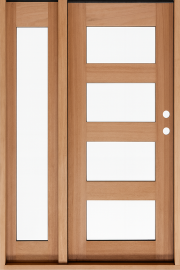 53 in x 80 in Exterior Mahogany Door | 1 Lite with Left Sidelight