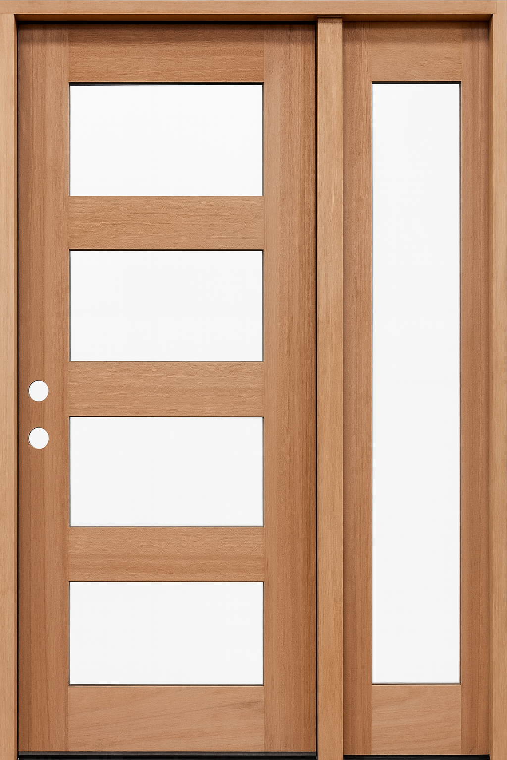 53 in x 80 in Exterior Mahogany Door | 1 Lite with Left Sidelight