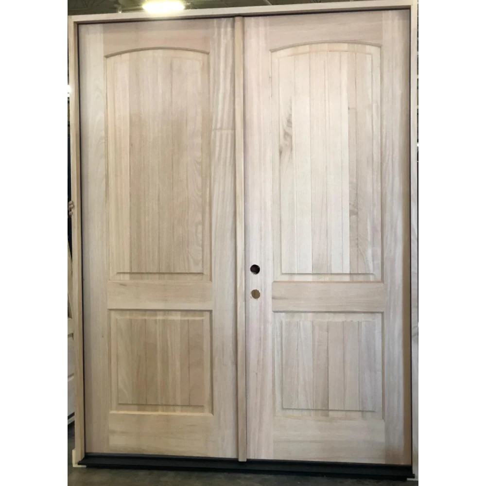 6/0x8/0 Exterior Mahogany 2 Panel Arched Prehung Double Door