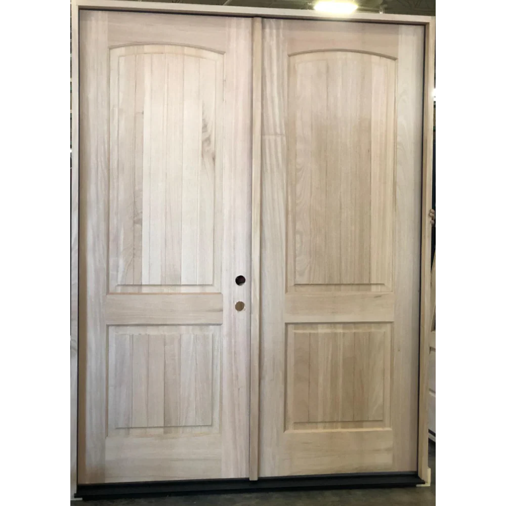 6/0x8/0 Exterior Mahogany 2 Panel Arched Prehung Double Door