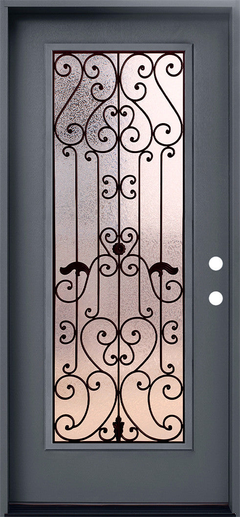 Puerta de fibra de vidrio precolgada simple Hestia de 3/0 x 6/8 en color gris