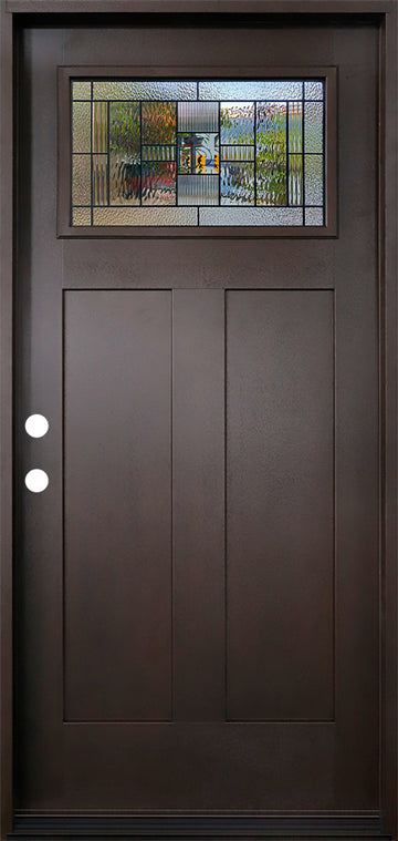 Hometown 3/0x6/8 Single Prehung Fiberglass Door in Dark Walnut