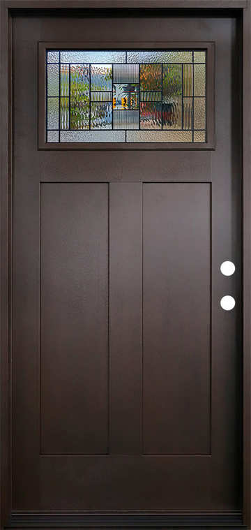 Hometown 3/0x6/8 Single Prehung Fiberglass Door in Dark Walnut