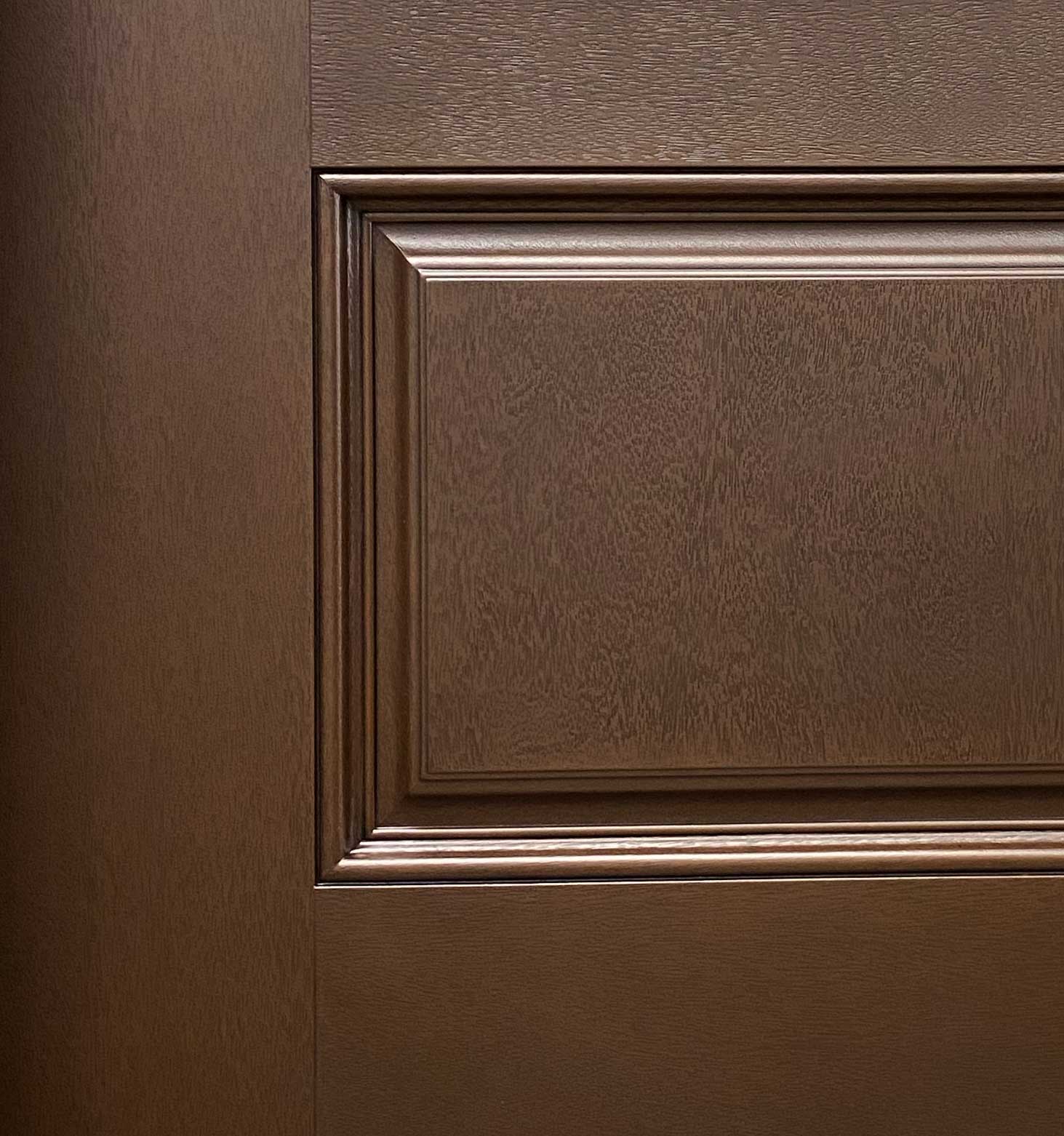 Jupiter 36 in. x 80 in. 3/4 Lite Decorative Glass Stained Dark Walnut Prehung Fiberglass Exterior Door with Brickmold