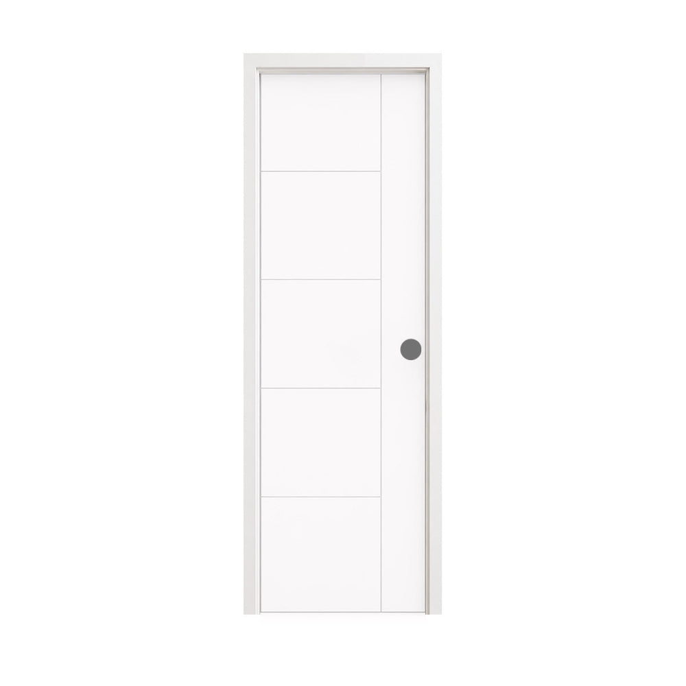 18 in. x 80 in. 1-Panel Shaker Solid Core Primed White MDF Prehung Interior Door with Black Hinges - Interior Doors