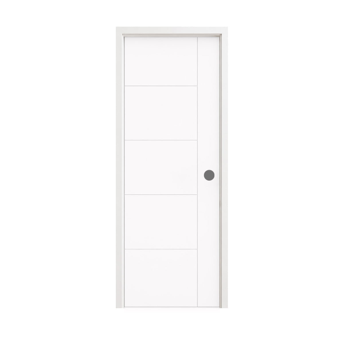 18 in. x 80 in. 1-Panel Shaker Solid Core Primed White MDF Prehung Interior Door with Black Hinges - Interior Doors