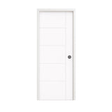 18 in. x 80 in. 1-Panel Shaker Solid Core Primed White MDF Prehung Interior Door with Black Hinges - Interior Doors