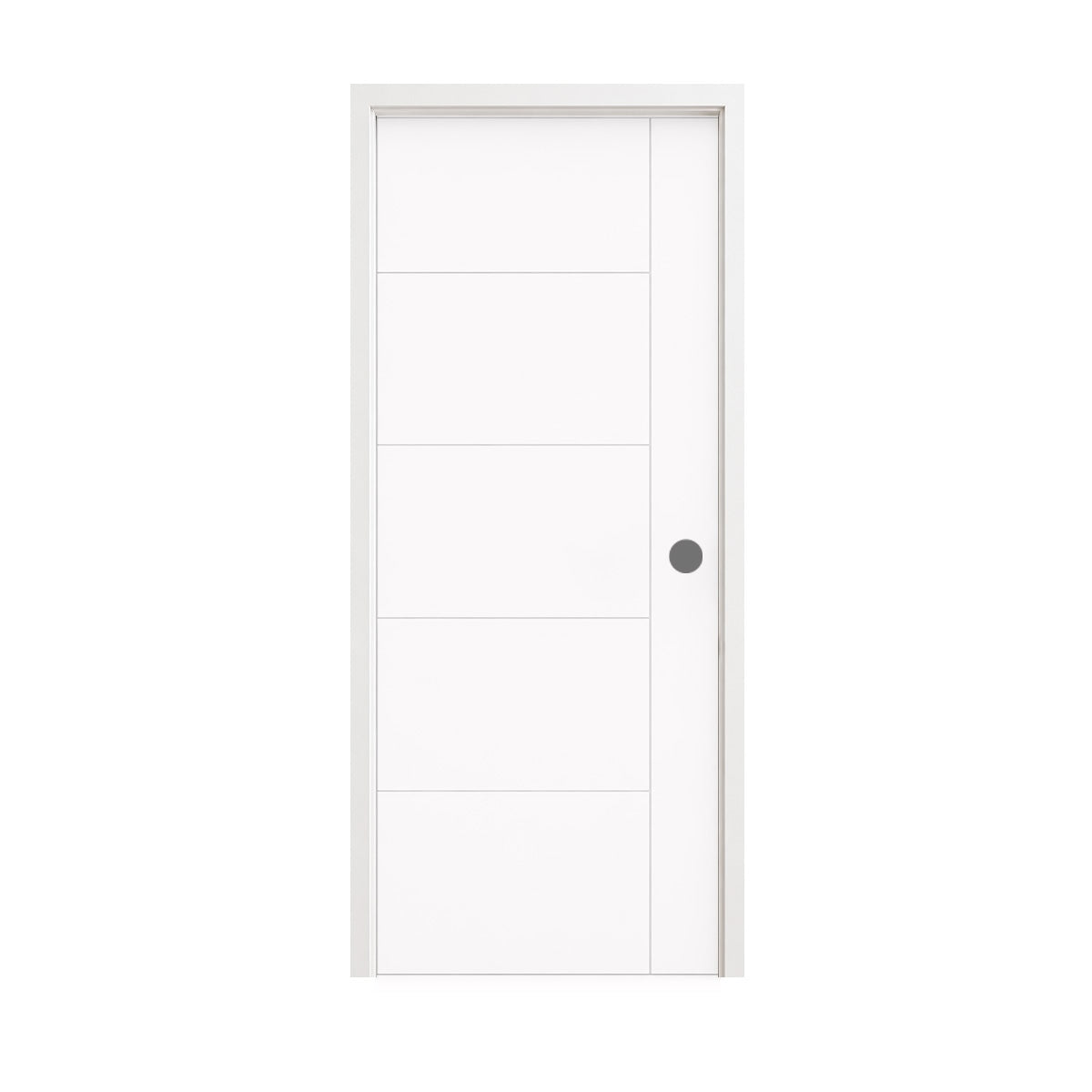 18 in. x 80 in. 1-Panel Shaker Solid Core Primed White MDF Prehung Interior Door with Black Hinges - Interior Doors