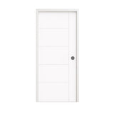 18 in. x 80 in. 1-Panel Shaker Solid Core Primed White MDF Prehung Interior Door with Black Hinges - Interior Doors