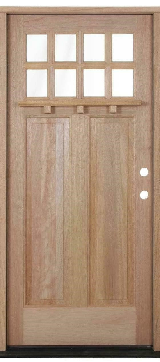 Craftsman 8 Lite Dentil 3 ft. x 6 ft. 8 in. Exterior Mahogany Prehung Door