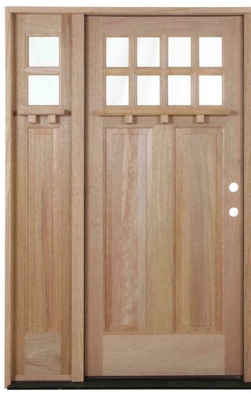 Craftsman 4 ft. 5 in. x 6 ft. 8 in. Exterior Mahogany Door with 1 Sidelite