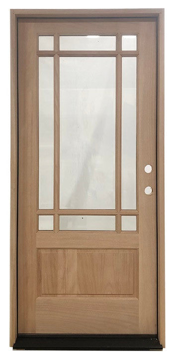 Prairie 3 ft. x 6 ft. 8 in. Mahogany Prehung Front Door with 9 Marginal Lites