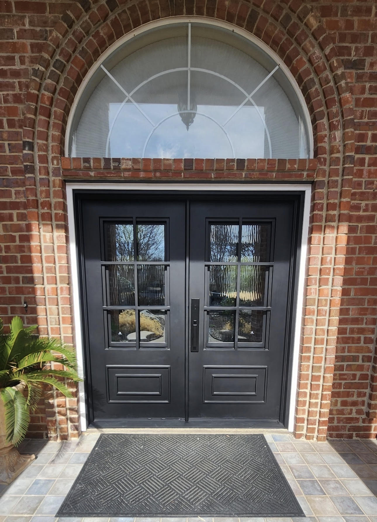 6 ft. x 6 ft. 8 in. 6 Lite Wrought Iron Prehung Front Door