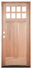 8 Lite Craftsman Single 3 ft. x 6 ft. 8 in. Exterior Mahogany Prehung Door