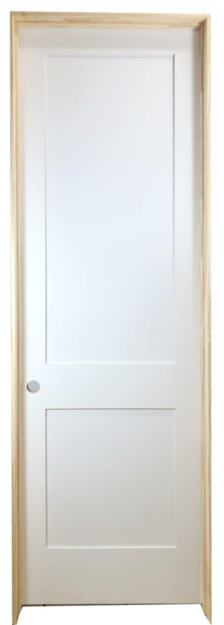 28 in. x 8 ft. White 2-Panel Shaker Solid Core Primed MDF Prehung Interior Door Main Layout Photo
