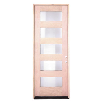3 ft. x 8 ft. Mahogany Exterior Prehung Door Modern 5 Lite