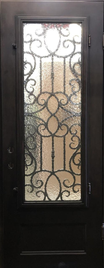 Pasadena 3 ft. x 8 ft. Wrought Iron Exterior Prehung Single Door