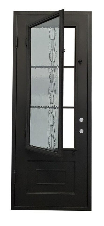 Puerta precolgada de hierro forjado para exterior de 3 pies x 8 pies y 6 paneles