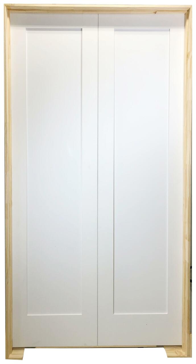 3 ft. x 8 ft. White Shaker 1-Panel Solid Core Primed MDF Prehung Interior French Door Main Layout Photo