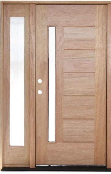 Four Panel Horizontal Wood Exterior Entry Door