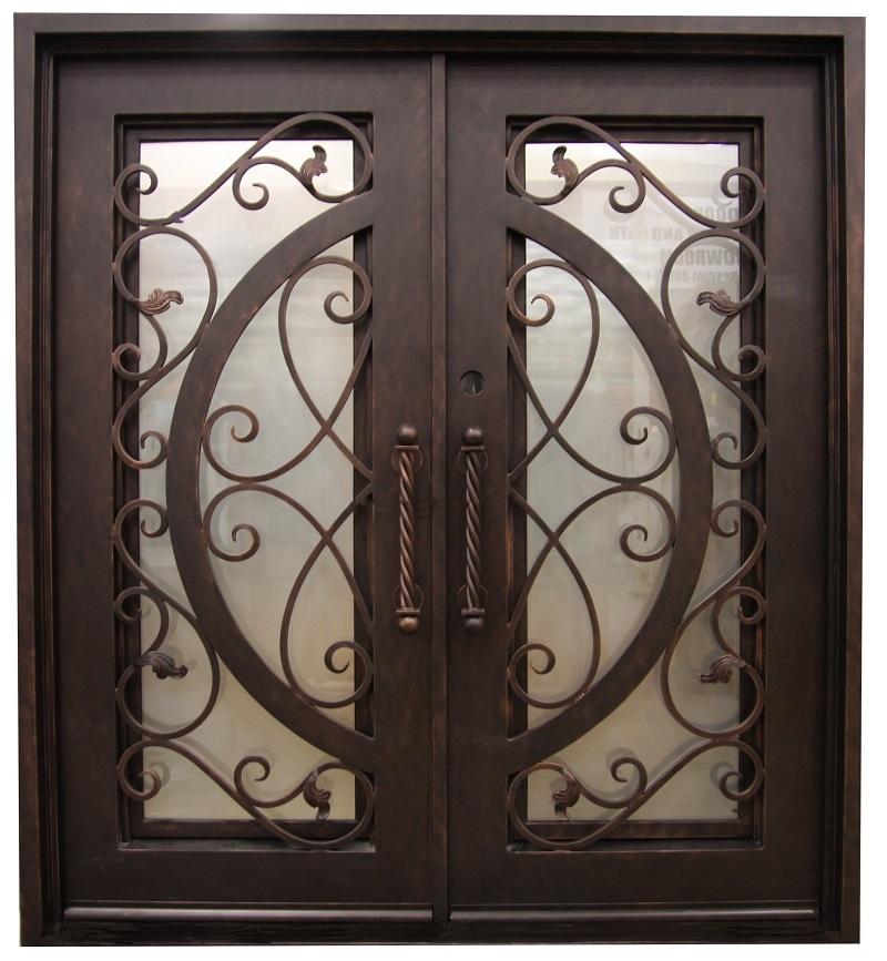 Anna 3 ft. x 6 ft. 8 in. Exterior Wrought Iron Prehung Double Door Main Layout Photo