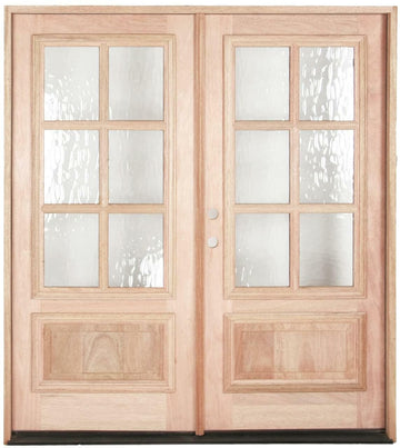 3 ft. x 6 ft. 8 in. Mahogany Prehung Front Double Door 6 Lite Main Layout Photo