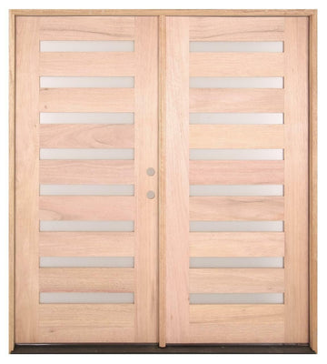 3 ft. x 6 ft. 8 in. Exterior Mahogany Prehung Double Door Modern 8 Lite Main Layout Photo