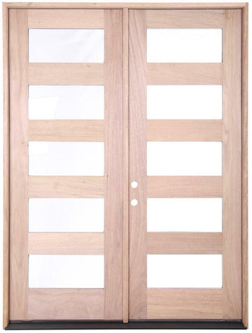 6 ft. x 8 ft. Exterior Mahogany Prehung Double Door with 5 Lites Main Layout Photo